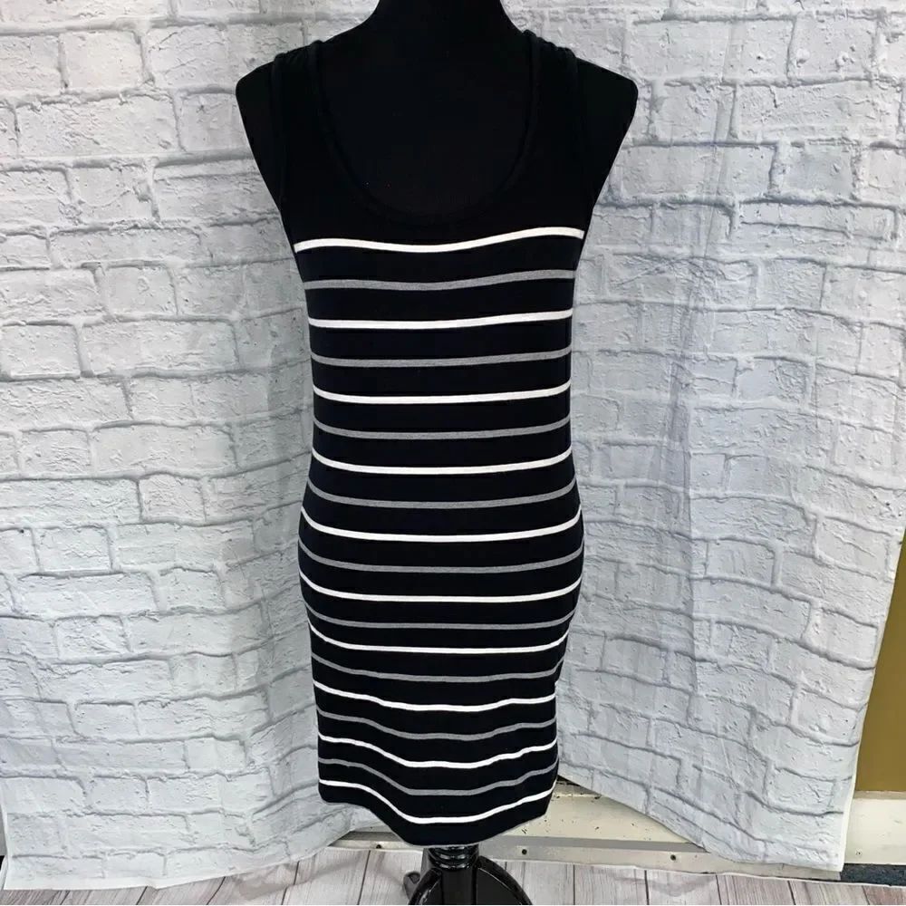 Forever 21 tank top stripe dress black white & grey sz large